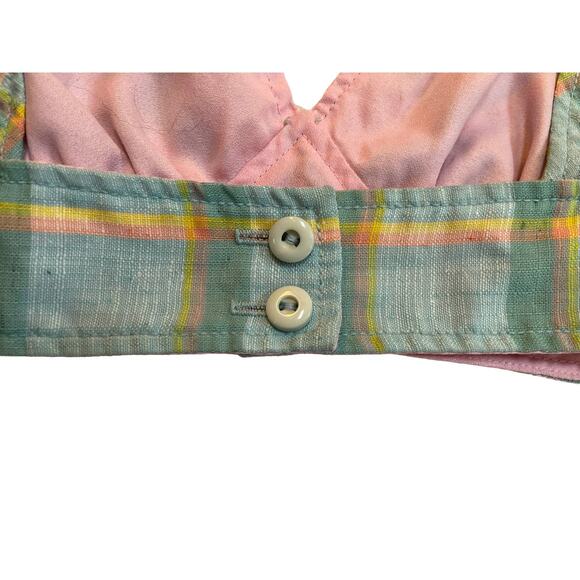 Womens Bikini Top Multicolor Plaid Adjustable Button Strap and Back Swimwear XXS - Picture 3 of 5